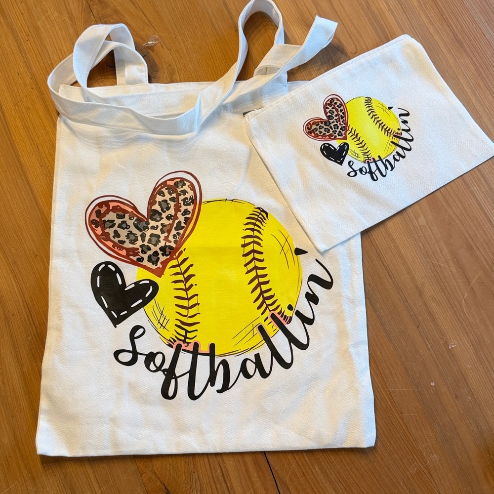 Softballin’ Tote Bag with matching mini bag (NEW)
